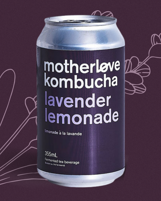 Motherlove ferments lavender lemonade kombucha can
